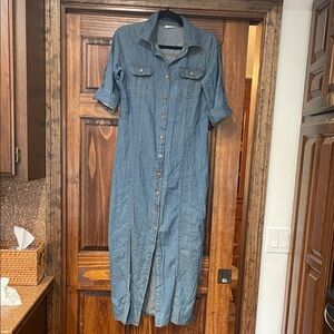 Kings road Denim Button-Up Dress small